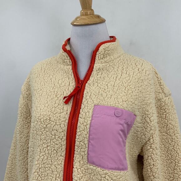 Lego Sweater Women S Small Cream Peony Target Sherpa Full Zip Mock Pocket Jacket - Picture 4 of 15